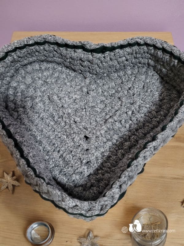 Panier Coeur Trapilho Grand Modèle gris